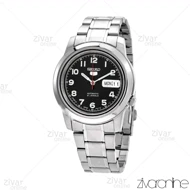 ساعت سیکو 5 اصل مردانه بند نقره ای صفحه مشکی اتوماتیک 104168