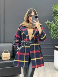 پالتو سر آستین چرم زنانه