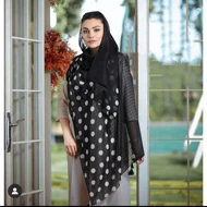 شال خال‌خالی سفید مشکی