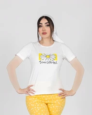تیشرت زنانه چاپی گل اوت لت