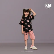 تیشرت شلوارک دخترانه قلب