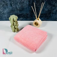 حوله دستی طرح ساده رنگ گلبهی