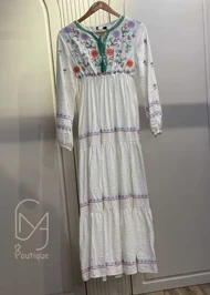 پیراهن ساحلی گلدوزی کمرکش