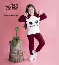 بلوز شلوار دخترانه پولیشی گلدوزی گربه