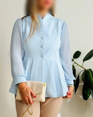 شومیز کتی آستین پلیسه