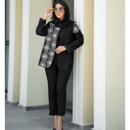 کت زنانه یقه گرد خرج کار پنج ضلعی
