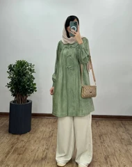 مانتو بلند دکمه دار پروانه 1