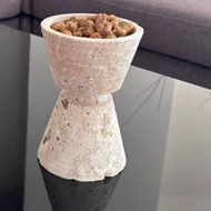 ظرف پایدار کوچک سنگ تراورتن کرم