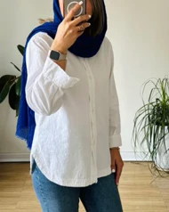 مانتو لینن سفید