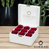 باکس هشتایی سفید / گل رز قرمز