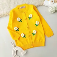 ژاکت بافت دخترانه مدل گل