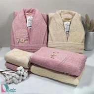 حوله ست دو نفره الینا لوکس رنگ کرم و کالباسی