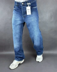 شلوار نیم بگ مردانه آبی تیره ساده 122