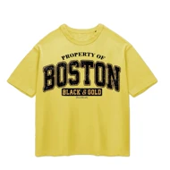 تیشرت باکسی پپا طرح Boston رنگ خردلی