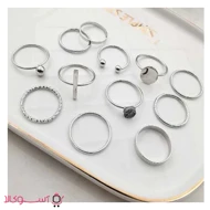 پک انگشتر زنانه نقره ای 12 عددی کد 151