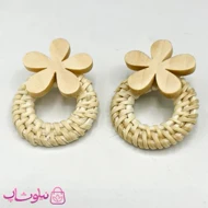 گوشواره فانتزی دخترانه کنفی طرح گل دایره ای