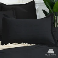 روبالشی بیسیک هتلی راه راه بسته دو عددی (مشکی)