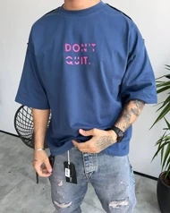 تیشرت یقه گرد آبی مارین DONT QUIT