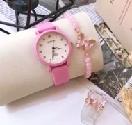 ساعت دخترانهBOULUN همراه با دستبند و انگشتر صورتی