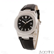 ساعت پتک فیلیپ ناتیلوس مردانه صفحه مشکی بند چرم 105003