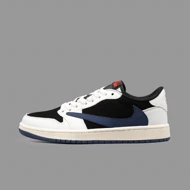 نایکی جردن 1 ساق کوتاه ترویس اسکات سفید سرمه ای Nike Jordan 1 Low Travis Scott White Navy