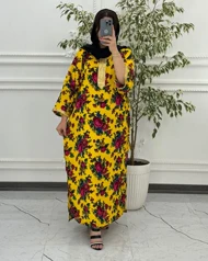 پیراهن سنتی گل‌دار نوارطلایی 6007