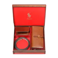 ست هدیه کیف پول و کمربند چرمی مدل POLO پلو SBP200