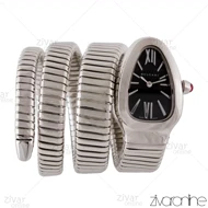 ساعت بولگاری زنانه مدل ماری نقره ای صفحه مشکی 104021