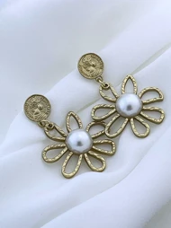 گوشواره گل آویزدار(سکه الیزابت)