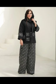 مانتو شلوار تیکه دوزی مربع