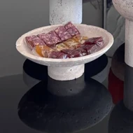 کاسه پایه کوتاه سنگ تراورتن قطر17 سانتی