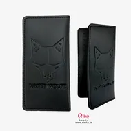 کیف پول مشکی چرم مردانه طرح گرگ WOLF