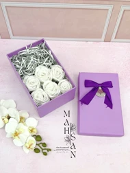 جعبه گل رز دستساز باکس بنفش