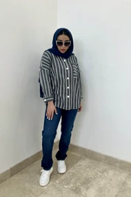 شومیز لینن خط‌دار
