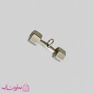 گردنبند دمبل ورزشی مدل نقره ای استیل (اندازه پلاک متوسط) کد 200