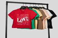 کراپ تیشرت زنانه سوپرنخ مدل LOVE