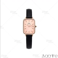 ساعت دنیل ولینگتون زنانه کوادرو صفحه رزگلد بند چرم مشکی 106246