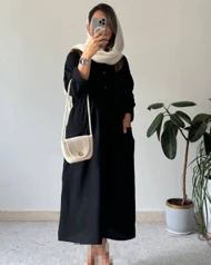 پیراهن مانتویی مشکی صبا