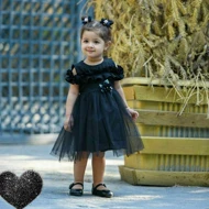 پیراهن دخترانه مشکی توردار مجلسی