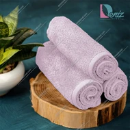 حوله دستی بسته سه عددی ساده رنگ یاسی روشن