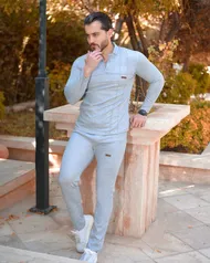 ست بلوز شلوار مردانه مدل kenet (طوسی)