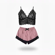 ست نیم‌تنه گیپور و شلوارک مدل 107