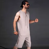 حلقه‌ای بندی شلوارک.کرم