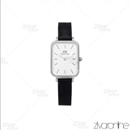 ساعت دنیل ولینگتون زنانه کوادرو قاب سیلور صفحه سفید بند چرم 106249