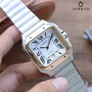 ساعت کارتیر پنتر / بند استیل رنگ سیلور صفحه سفید-طلایی