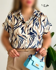 شومیز ساتن آستین کوتاه طرحدار