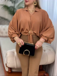 شومیز کرپ حلقه‌ای2823