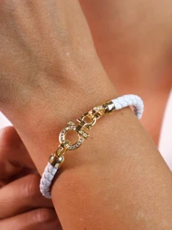 دستبند زنانه Ferragamo نگین‌دار کد B2112 (سفید)