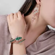 ساعت بولگاری زنانه / ساده بند استیل رنگ سبز-رزگلد دورنگین صفحه سبز-رزگلد