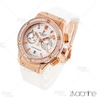 ساعت هابلوت زنانه کلاسیک فیوژن سفید رزگلد دور نگین 102917